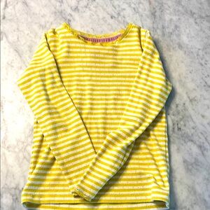 Mini Boden long sleeved striped yellow pointelle shirt